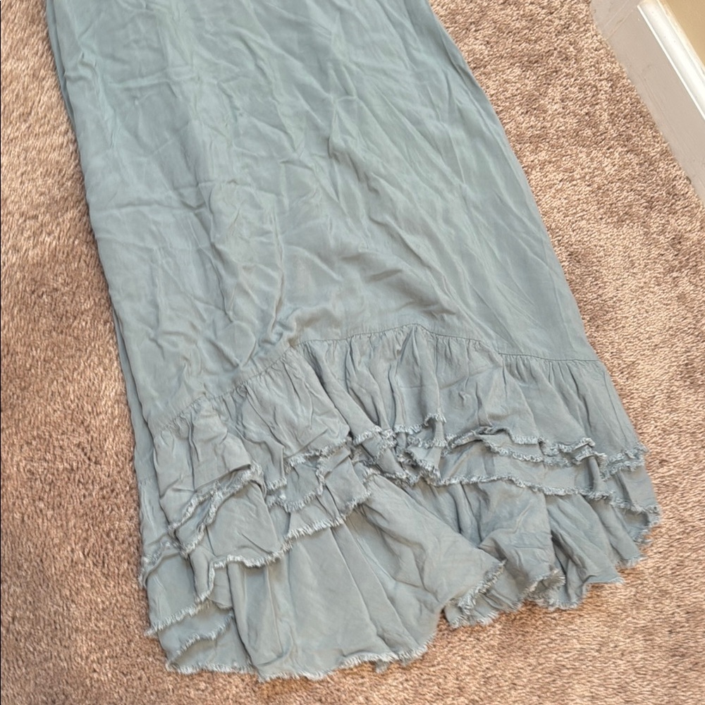 Sage Green Ruffled Tiered Maxi Dress - Picture 5 of 6